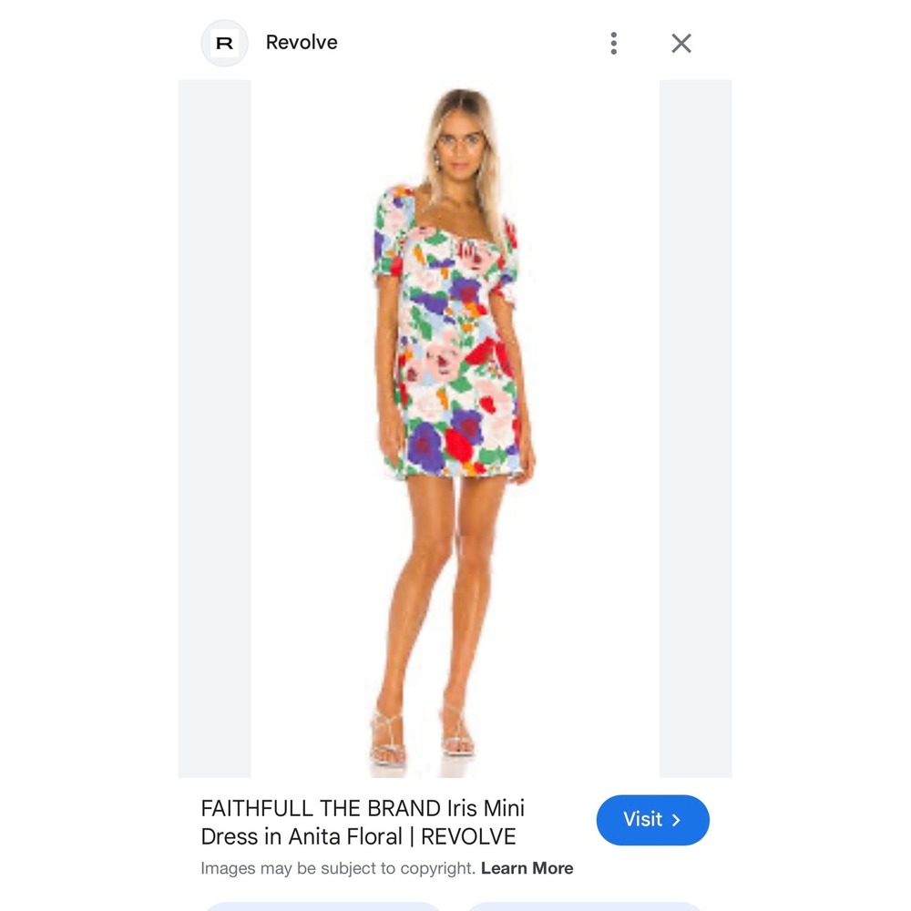 Faithfull The Brand Iris Mini Dress Anita Floral Puff Sleeve Milkmaid Size S